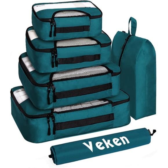 6 Pc Set Packing Cubes Luggage Packing Organizers for Travel Accessories - Picture 1 of 6